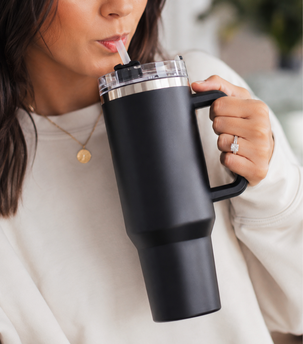 Leak-Proof H2.0 Stainless Steel Tumbler | 1200ML Insulated Travel Mug with Handle & Straw